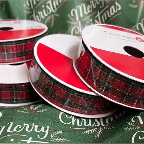 Christmas plaid ribbon red/green - Picture 2 of 8